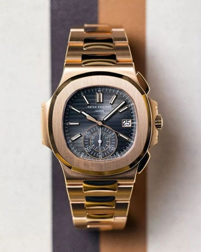 PATEK PHILIPPE NAUTILUS TWO TONE CHRONOGRAPH  (BLACK)